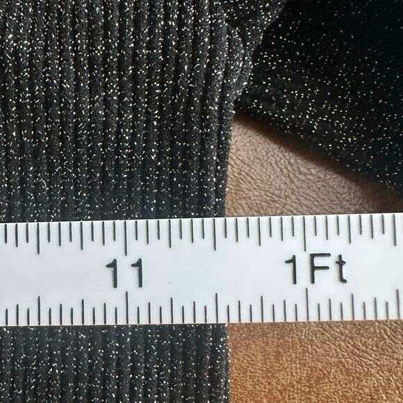 Zara Black Silver Metallic XS Cropped Scoop Neck Long Sleeve Y2K Glam Top - Picture 5 of 6